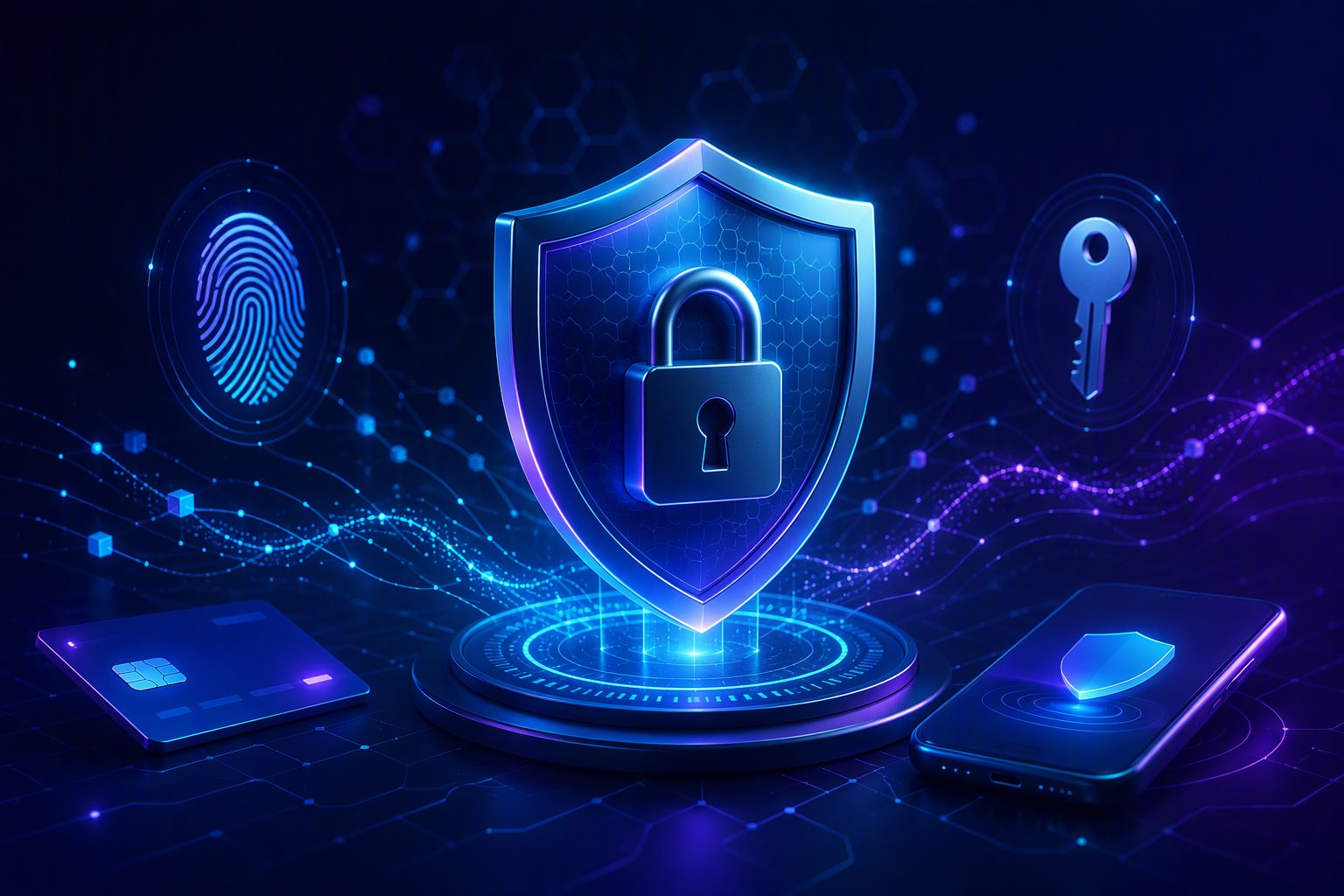 Illustration of payment security shield and encryption